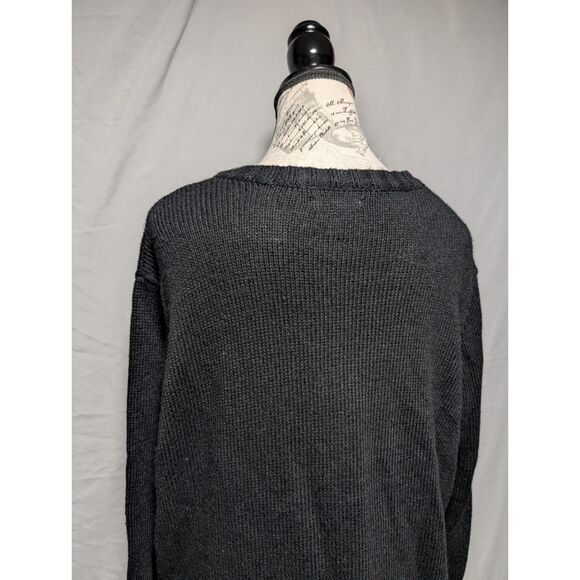 Croft & Barrow Black Embroidered Floral Zip Silk Knit Sweater Women's Plus 1X - Picture 6 of 9